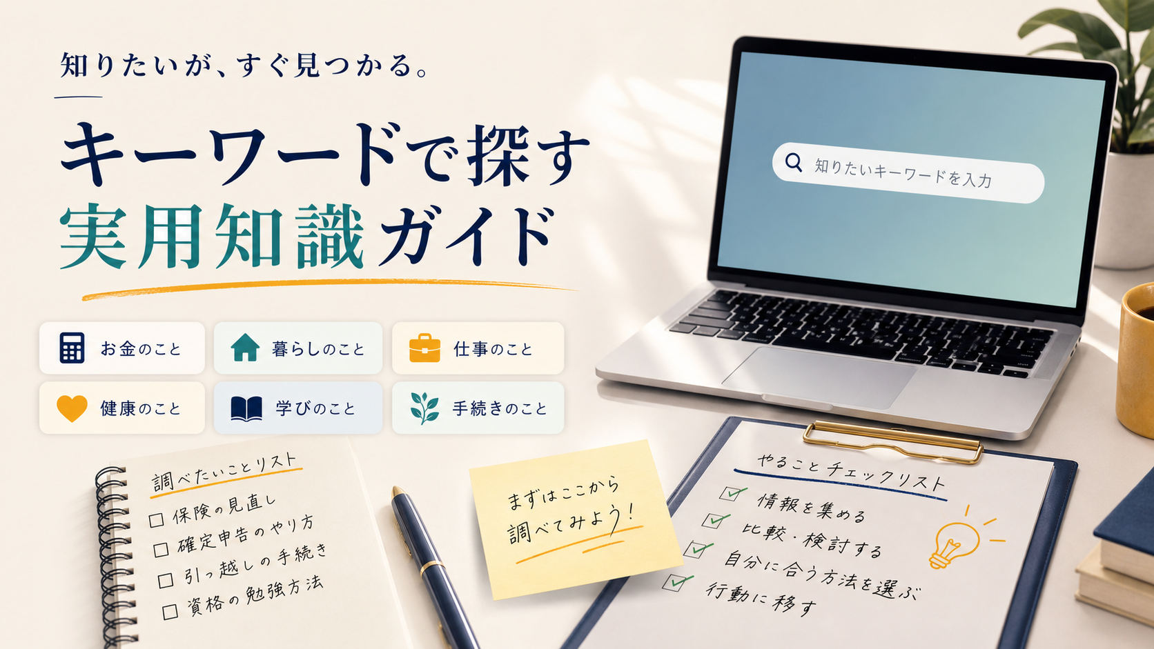 検索ワードから実用知識を探すイメージ